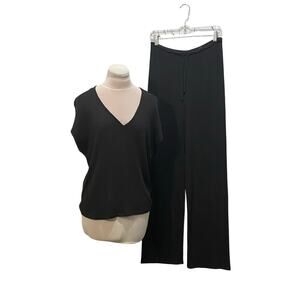 ELIE. Elie Tahari Dark Smoke Lightweight Sweater Buttery Soft Lounge Set SMALL